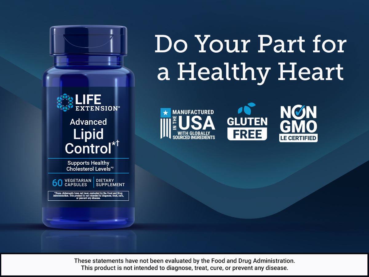 Life Extension Advanced Lipid Control, amla Extract, Indian Gooseberry, Heart Health, endothelial Health, Vegetarian, Gluten-Free, 60 Capsules