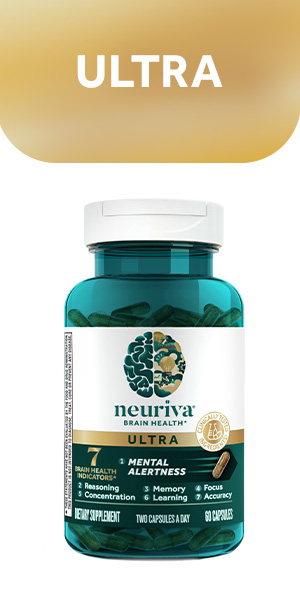 NEURIVA Ultra Brain Supplements for Memory and Focus, Phosphatidylserine, Cognivive, Neurofactor, Folic Acid, Vitamin B12 & Vitamin B6, 60 Count Capsules
