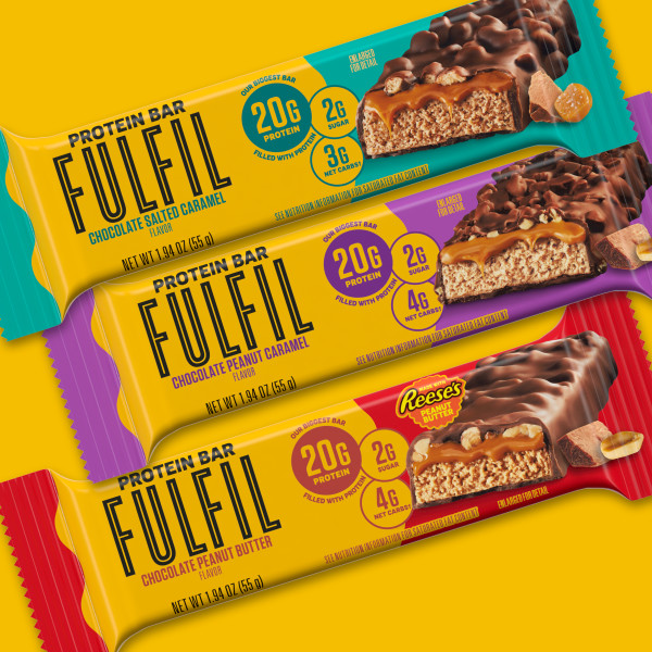 FULFIL Protein Bars, Chocolate Salted Caramel Flavored, Gluten Free with 20g Protein, Pantry Staples, 12 Count
