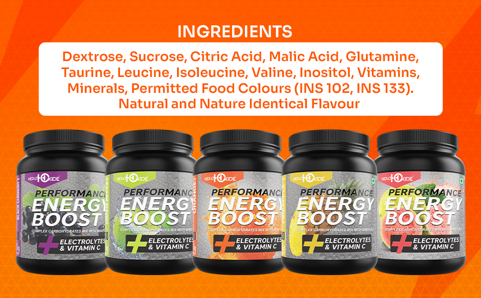 HealthOxide Extra Power Energy Boost Electrolyte Powder | Hydration & Performance Drink Mix with Sodium, Potassium, Vitamin C & Essential Minerals | Orange Flavour | Instant Energy Drink for Workout, Sports & Recovery | 1kg