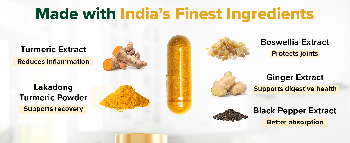 VAHDAM Turmeric Curcumin for Joint Support | 90 Capsules | Piperine & 95% Curcuminoids | Anti Inflammatory Supplement