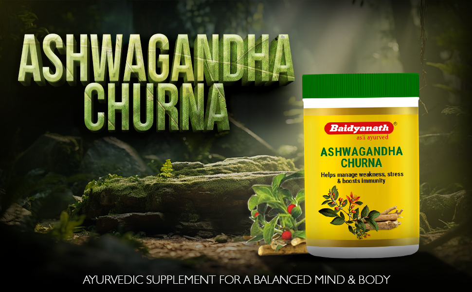 Baidyanath Ashwagandha Churna - 100g (Pack of 2) - Helps Boost Energy