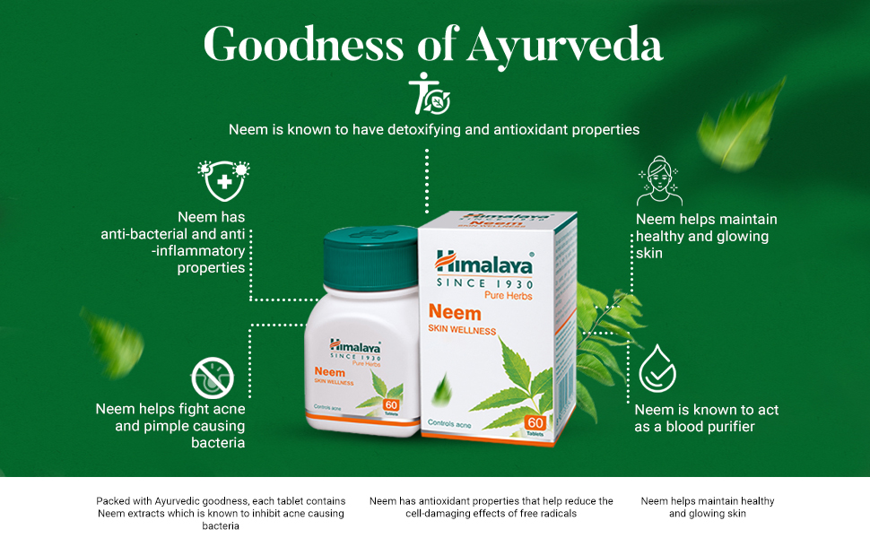 Himalaya Wellness Neem, 60 Tablet | Pure Herbs for Skin Wellness