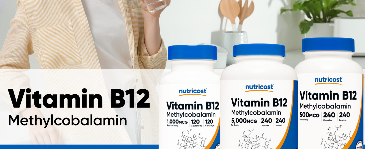 Nutricost Vitamin B12 (Methylcobalamin) 2000mcg, 240 Capsules, Gluten Free