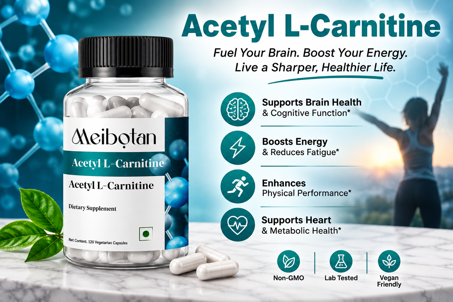 Acetyl L-Carnitine for Both Men & Women - 120 Veg Capsules