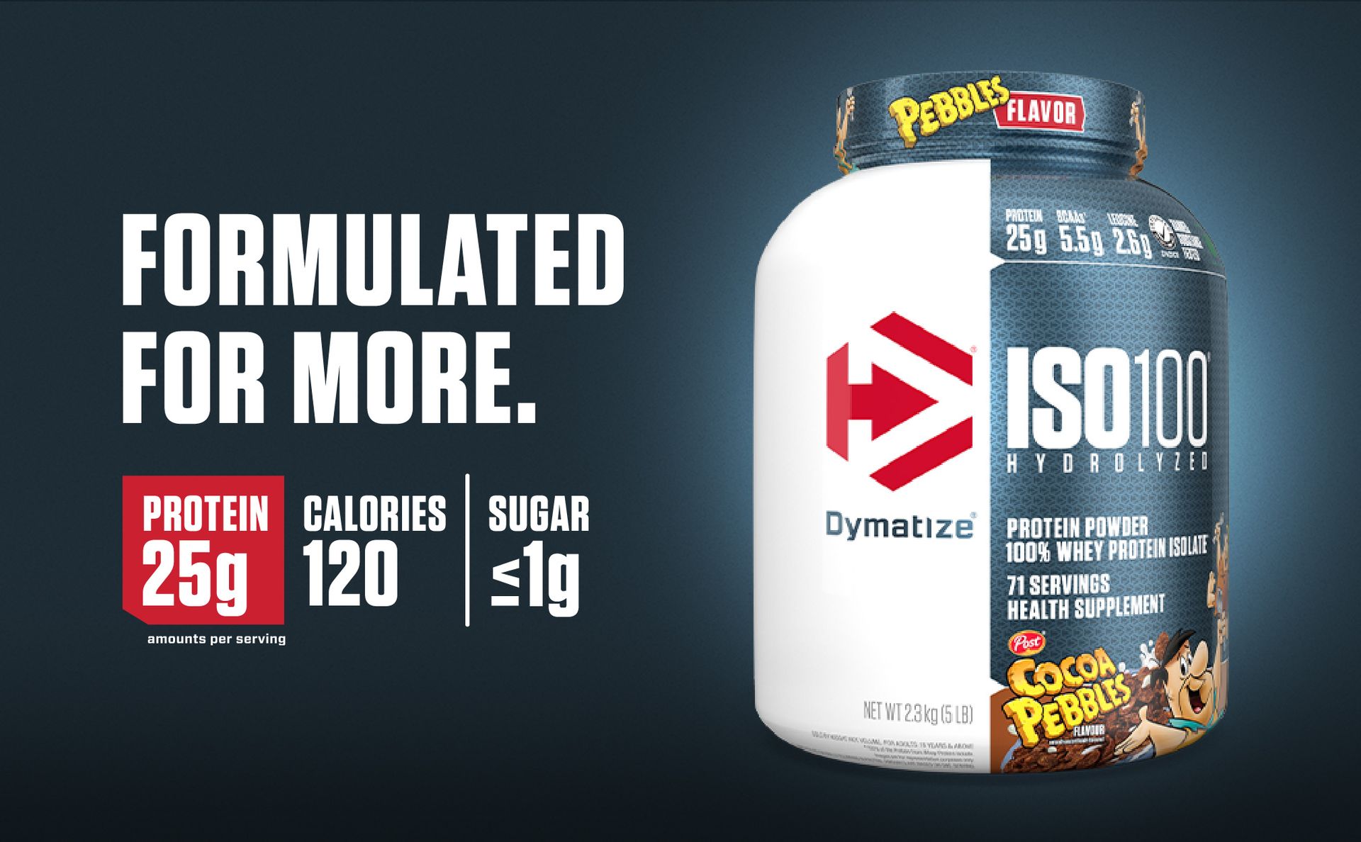 Dymatize Nutrition ISO100 Hydrolyzed Whey Protein Isolate | Fast-Digesting | Muscle Recovery Formula with Amino Acids | Low Sugar & Fat | Cocoa Pebble | 5 Lbs