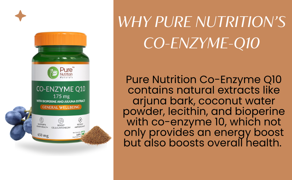 Pure Nutrition Bio Coenzyme Q10 175mg | Coq10 Supplement With Ubiquinol | High Absorption Coq10 Capsules For Heart Health, Energy & Antioxidant Support - 60 Veg Capsules