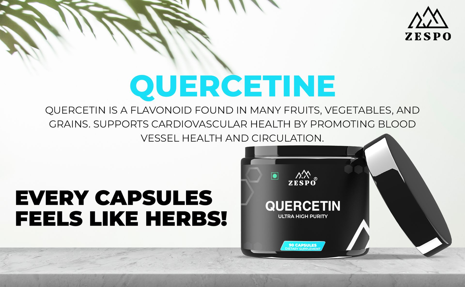 Zespo Quercetin Supplement 880mg 98% Dihydrate, 90 Vegan Capsules