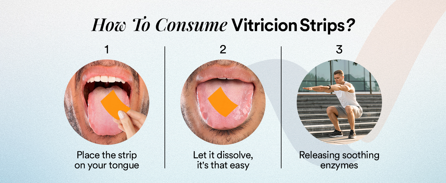 Vitricion Joint Support Oral Strips 30 Fast Dissolving Oral Thin Strips Vegan, Non-GMO Strips with Curcumin, Vitamin D3 & AquaLOX | Supports Joint Health, Mobility & Flexibility | Plant-Based Cranberry Flavour