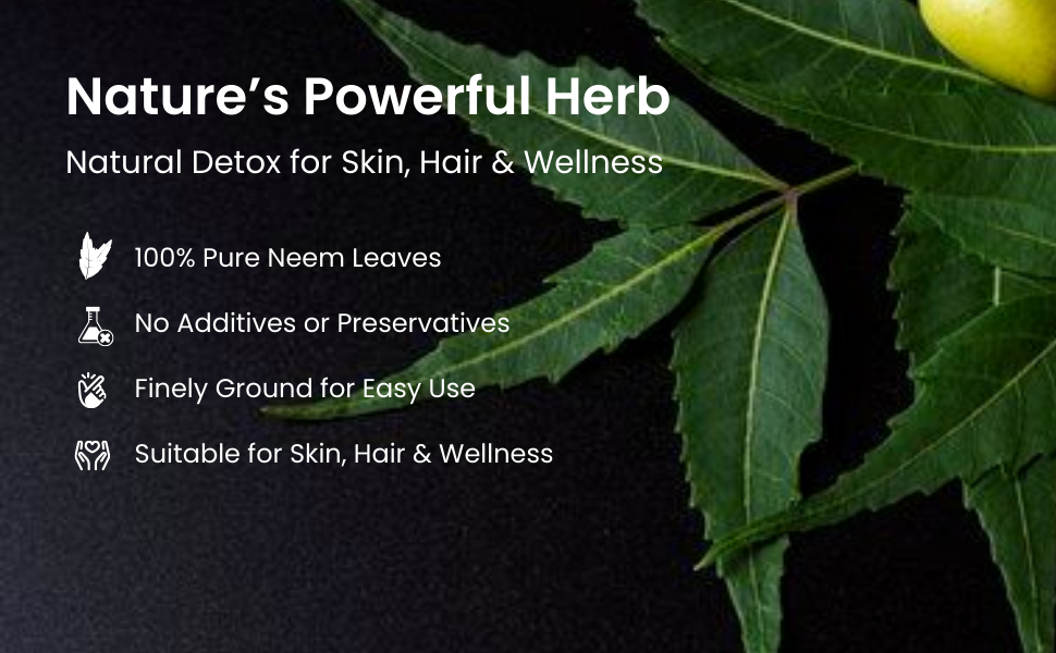 Neem Leaf Powder | 100% Pure & Natural Neem Powder | Dried & Ground Azadirachta Indica Leaves | Ayurvedic Herbal Powder | 100 g Jar