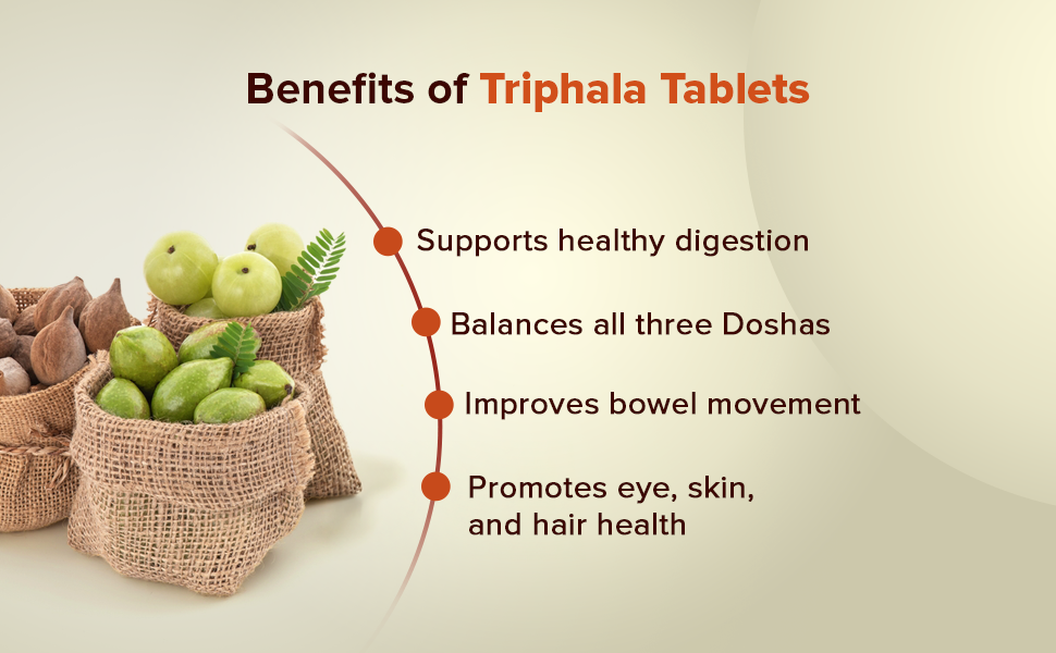 Jiva Triphala Tablet (120 Tablets) |Supports Gut Health & Immune System | Ayurvedic Triphala Churna Tablets Improves Digestion | Helps in Detox | Constipation Colon & For Eye & Hair | pack of 1
