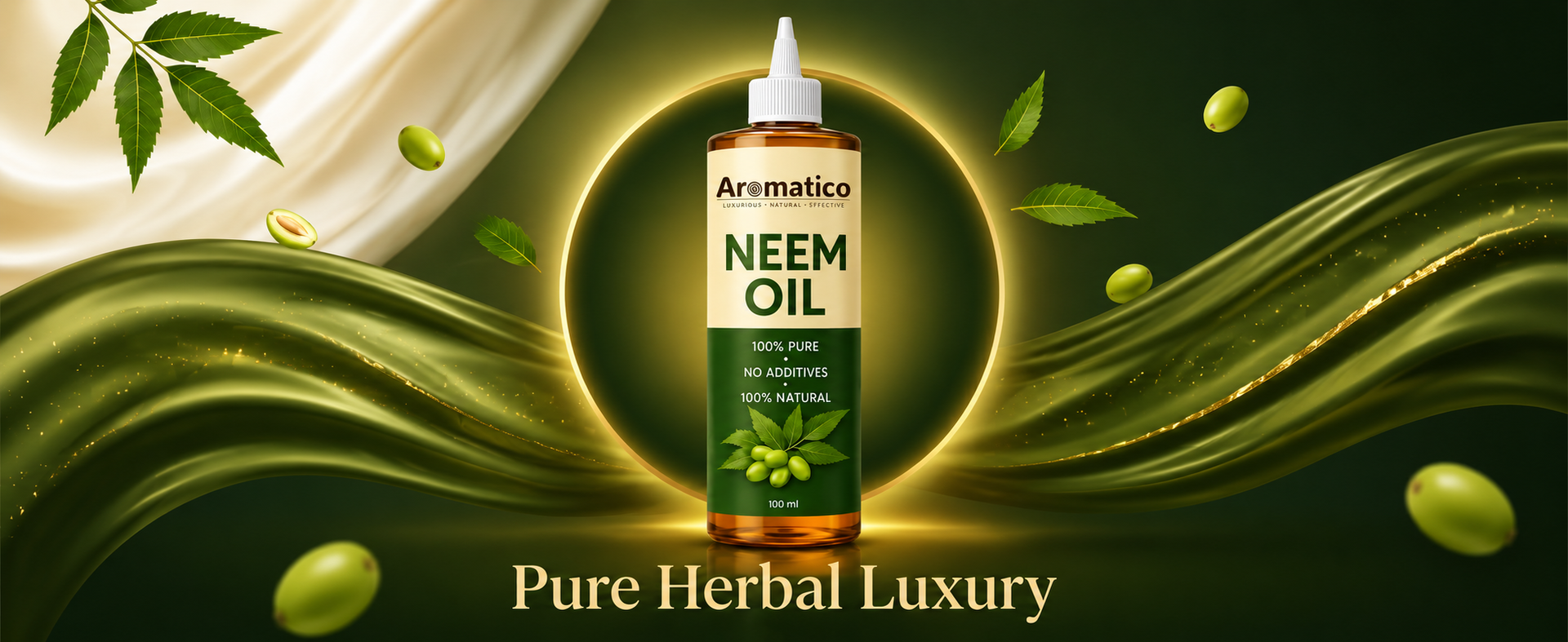 AROMATICO Neem Oil for Skin, Face & Body - Cold Pressed Neem Oil for Dry Skin, Hair & Scalp Care | Natural Neem Hair Oil & Plant Care Oil | 100ml