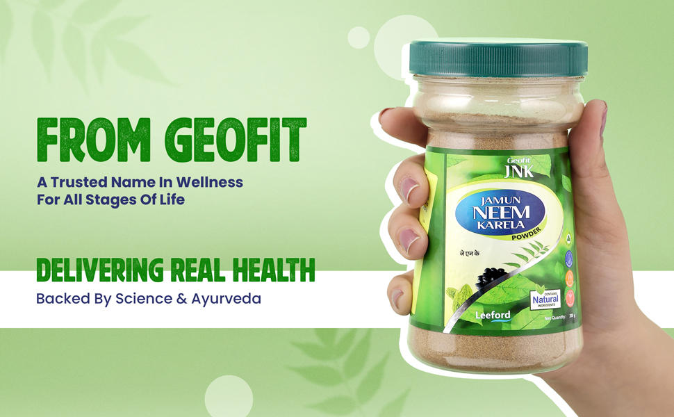 Geofit Jamun Neem Karela Powder - 200g (Pack of 2 | Helps Control Blood Sugar Level & Reduces Bad Cholesterol | Maintain Sugar Level | Enriched with Neem, Jamun & Karela Herbs