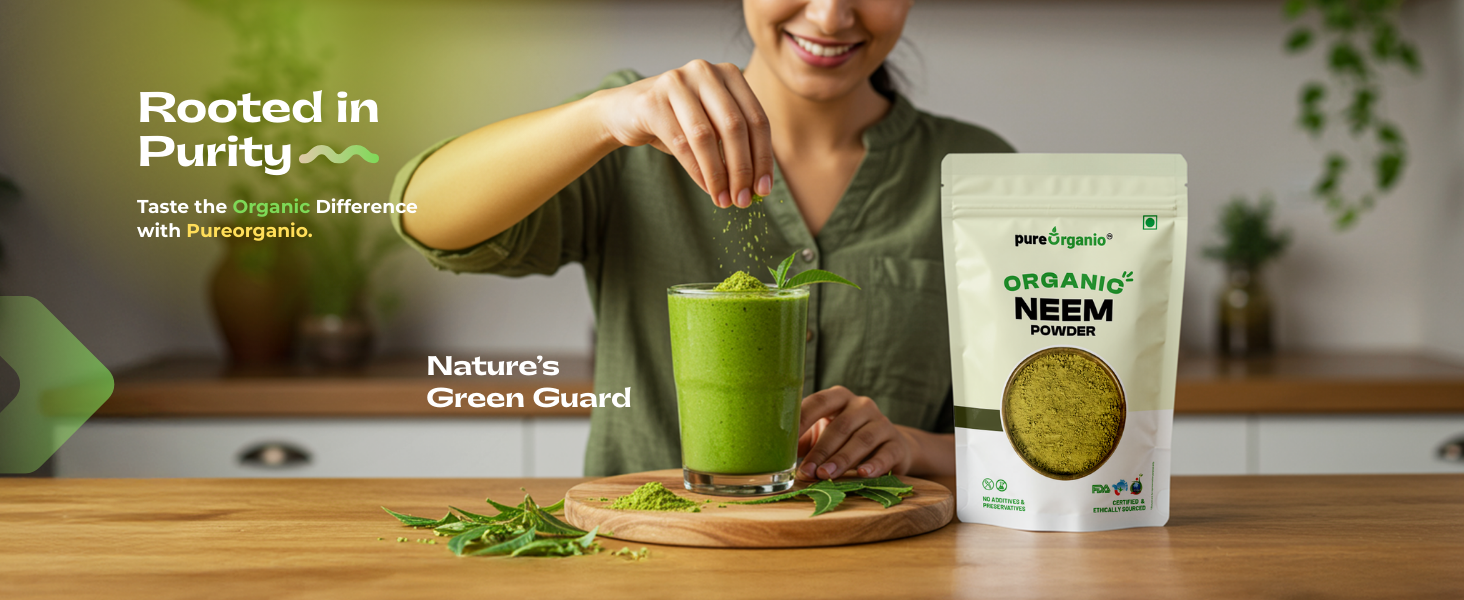 Pure Organio Organic Neem Powder | Azadirachta Indica | Vembu/Veppa Powder India Organic NPOP Certified