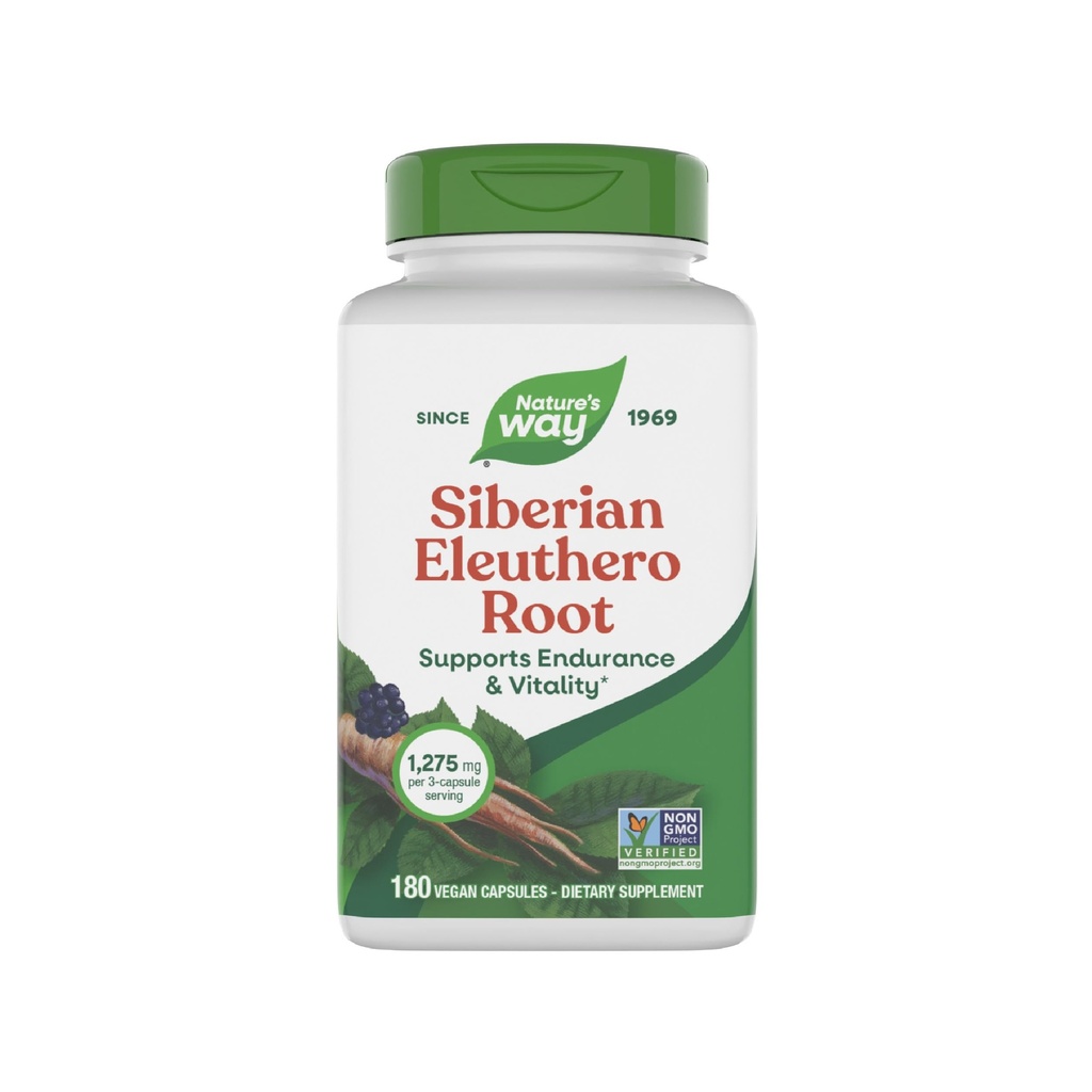Dabas ceļš Premium Ārstniecības augu Sibīrijas Eleuthero Saknes papildinājums, Atbalsta Izturība & Vitalitāte*, Adaptogen*, 1,275 mg uz 3-kapsulu Kalpo, Ne-ĢMO projekts Apstiprināts, 180 Kapsulas (Iepakojums May Vary)