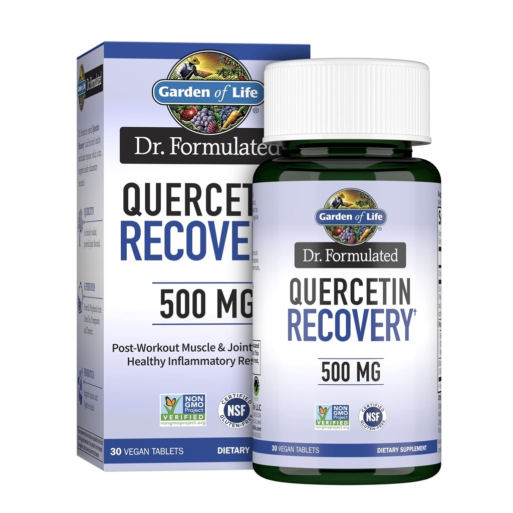 Garden of Life Quercetin post Workout Recovery ar cinku, kurkumas un zaļā tēja – Dr Formulated – Veselīga iekaisuma reakcija un kopīgs atbalsts - bez lipekļa un ne ĢMO – 30 tabletes