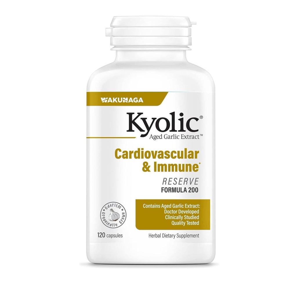 Kyolic Aged Ķiploku ekstrakta formula 200, sirds un asinsvadu