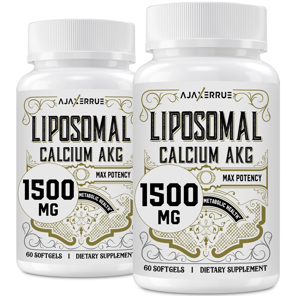 Liposomu kalcija AKG papildinājums 1500 MG (alfa-Ketoglutārskābe), augsta absorbcija, efektīvāka par AAKG, Ca AKG attiecībā uz ilgstošu iedarbību, vecuma aizsardzību, šūnu enerģiju, metabolisko funkciju, 120 softgeliem