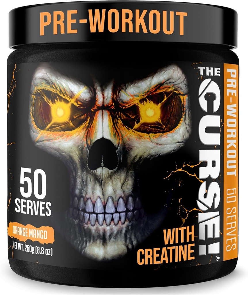 JNX SPORTS Lāsts! Pirms treniņa pulveris vīriešiem un sievietēm, kofeīns, beta-alanīns, kreatīns, L-citrullīns, 50 Kalpojumi, Orange Mango Flavor – Energy, Strength & Focus