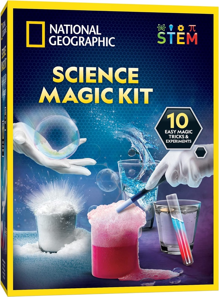National Geographic Magic Chemistry Set - Zinātnes komplekts bērniem ar 10 Amazing Magic triki, STEM Projekti un zinātnes eksperimenti, Zinātnes rotaļlietas, Lieliska dāvana zēniem un meitenēm 8-12