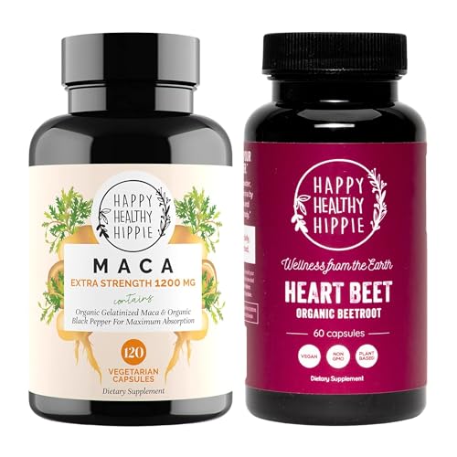 Happy Healthy Hippie Beetroot kapsulas un organisko Maca enerģijas tabletes un Libido uzlabotājs