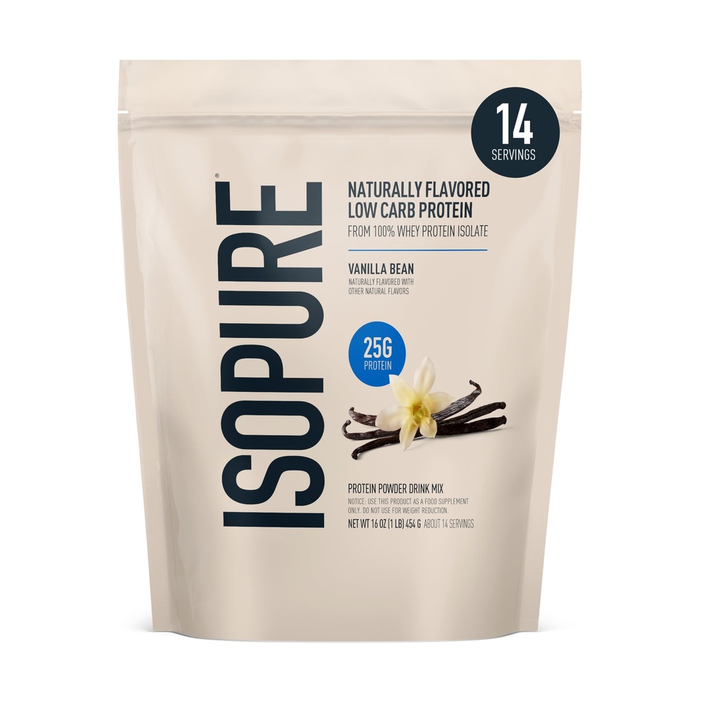 Izopurs Zems ogļhidrātu 100% Pure Shey Isolate Protein Pulveris, nesatur laktozi, bez lipekļa, ar vitamīniem, Vanilla Bean, 25g Olbaltumvielas Per Servē, 1 Lb, 14 Kalpo (iepakojums May Vary)