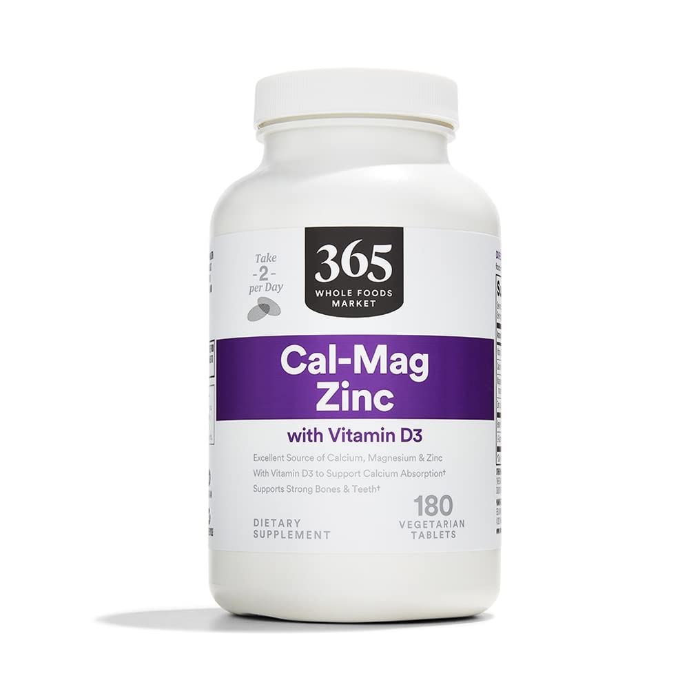 365 pēc visa pārtikas tirgus, Cal-Mag-Zinc ar vitamīnu D3, Veģetārietis, 180 grāfs