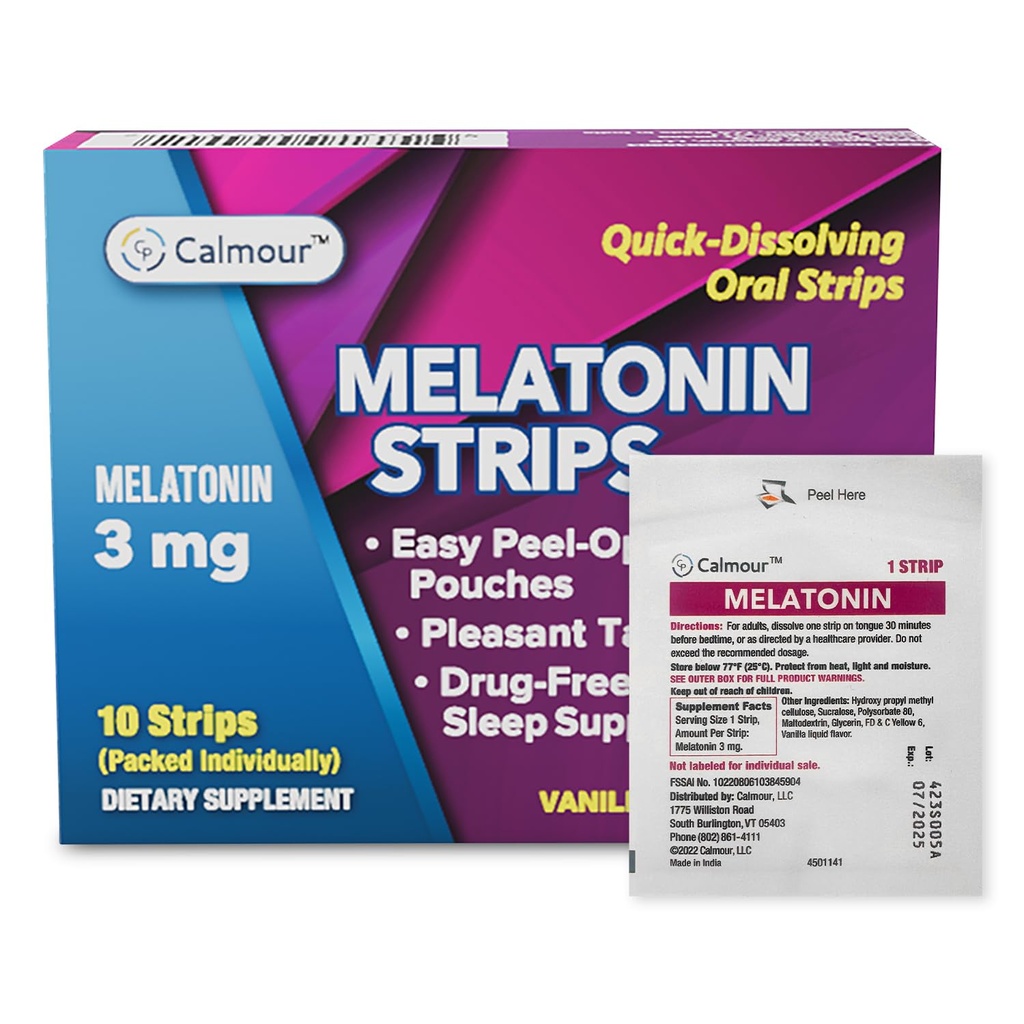 10 Mutes dobuma Miega Strips ; Quick-Dissoling 3mg Melatonin Strip 