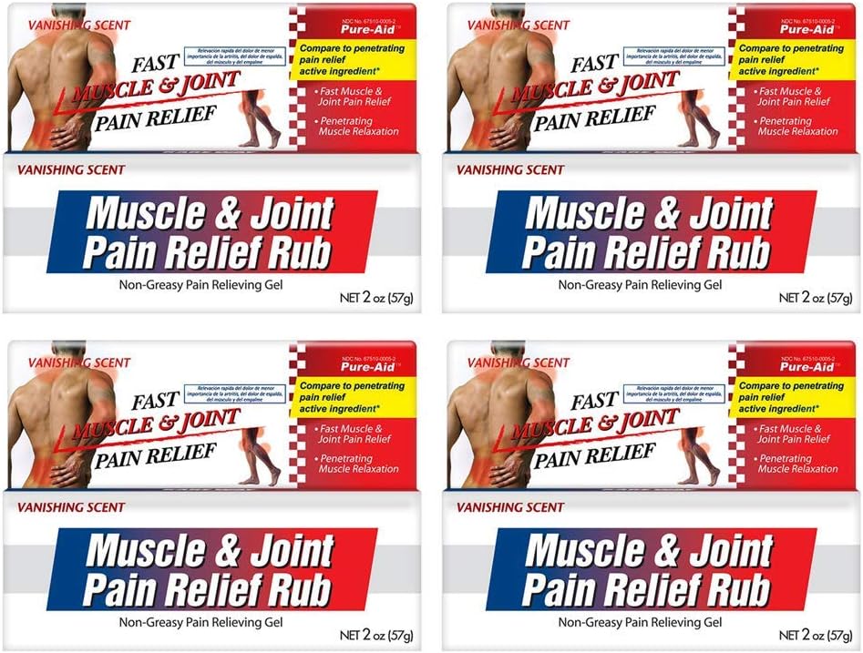 Muskuļu un locītavu sāpes Relief Rub, ātra reliefācija no neliela artrīta, muguras sāpes, muskuļu un locītavu sāpes Negreasy Cream, 2oz (4pk)