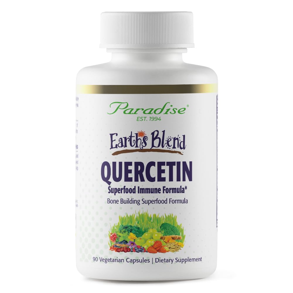 Paradīzes augi Zemes blend kvercetīns, imunitātei, antioksidantu aktivitātei, probiotikām, adaptogēniem, veganiem, ne ĢMO, bez lipekļa, 90 veģetārajām kapsulām