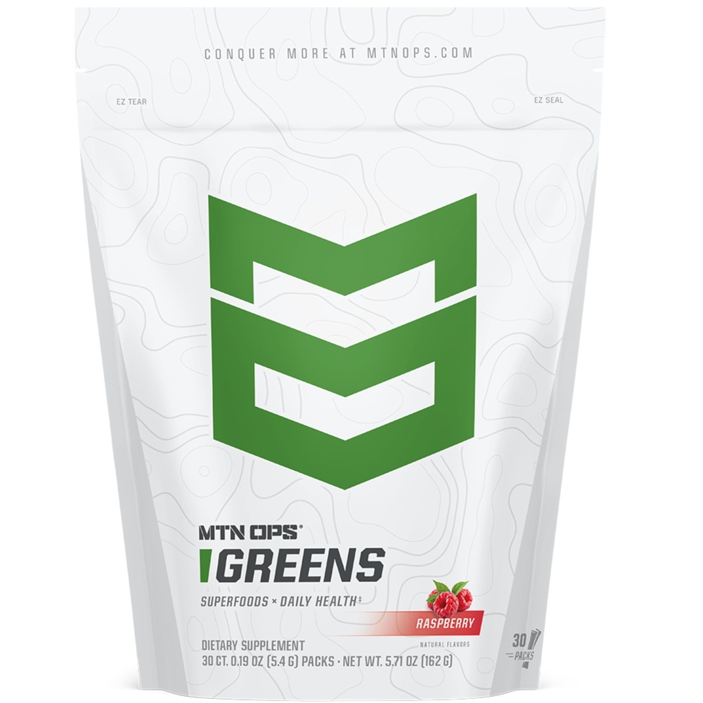 MTN OPS Super Zaļie Ikdienas Imūnās veselības un enerģijas dzērienu pulveris – Gremošanas veselības atbalsts Blend Boost ar hlorofila-Rich Greens 30 On-The-Go Packs