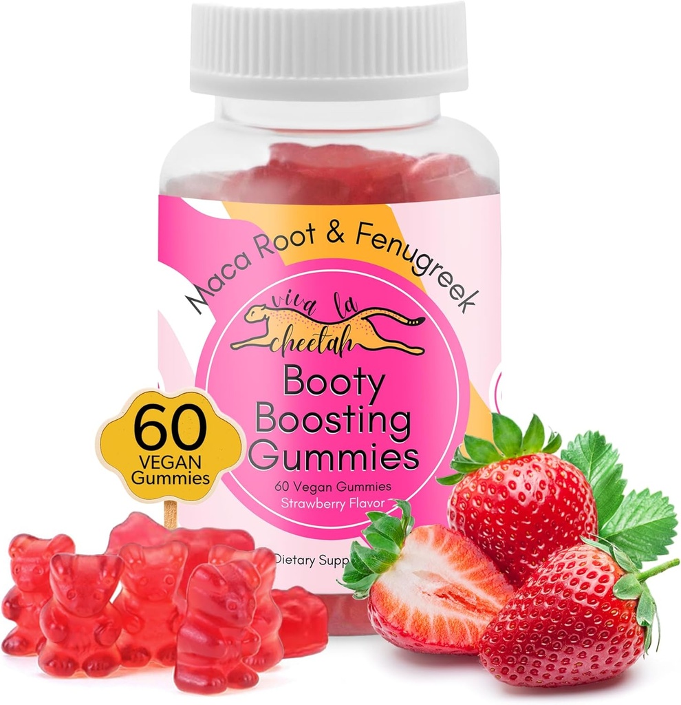 Booty uzlabojot gummy Papildinājums, Big Buttt uzlabotājs, Workout atbalsts, Multivitamīnu sievietēm, dabas Glute Boost Vitamīni par cirvi Forma & Max Gains, 60 Vegan Gumies