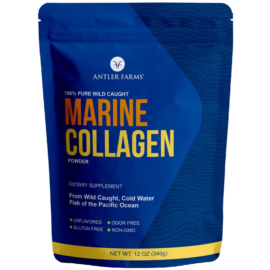 Antler Farms - 100% tīrs, tīrs jūras kolagēna pulveris no savvaļas cauted Pacific Snapper, 12 oz – Šķīst karstā vai aukstā šķidrumos, ļoti biopieejams, ātra absorbcija, nav garša vai smell