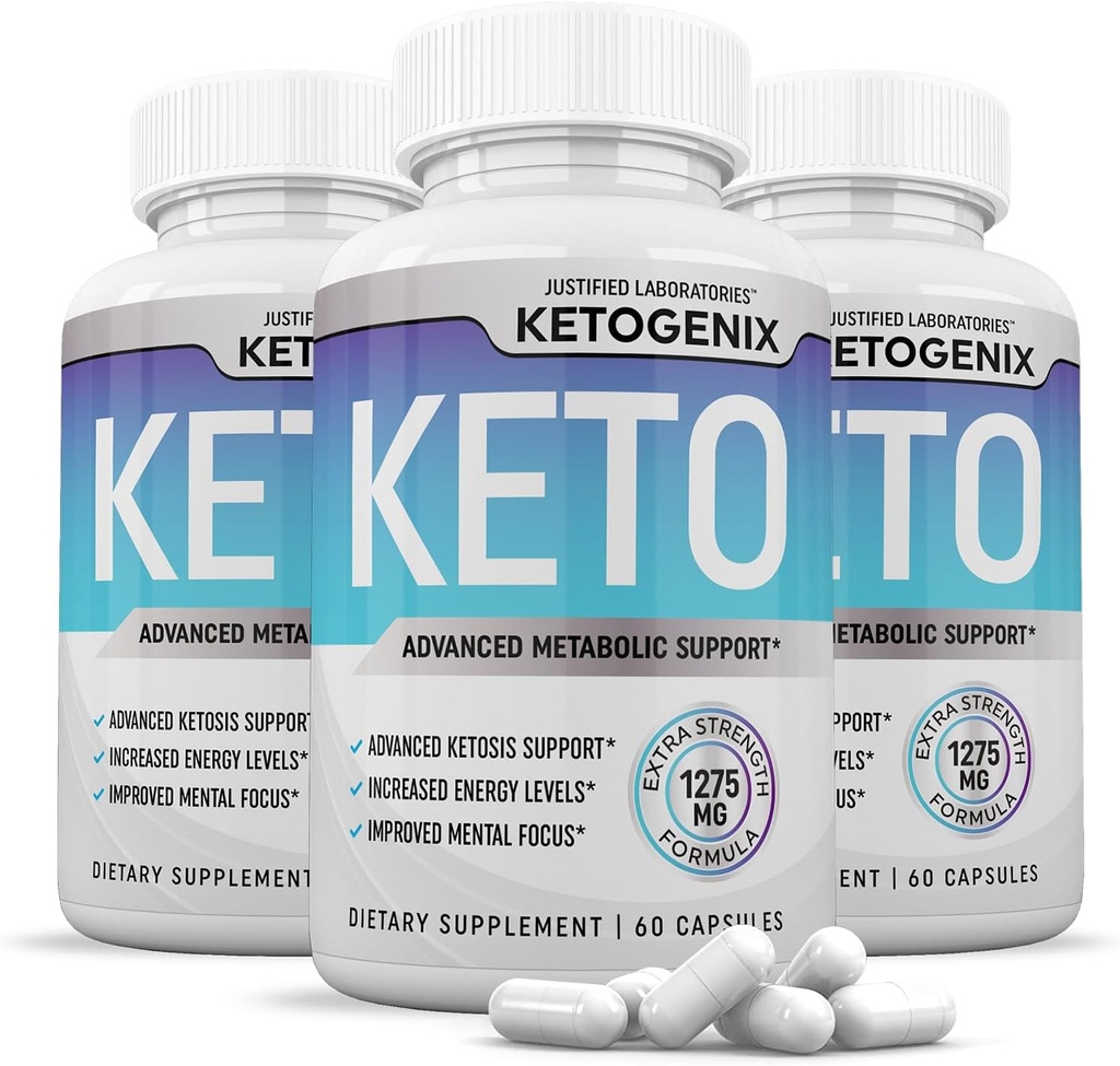 (3 Iepakojums) Ketogenix Keto Pills 1275MG Jaunā un uzlabotā formula satur Apple sidru Etiķis Extra Virgin Olīveļļa Pulveris Zaļā tēja Leaf 180 kapsulas