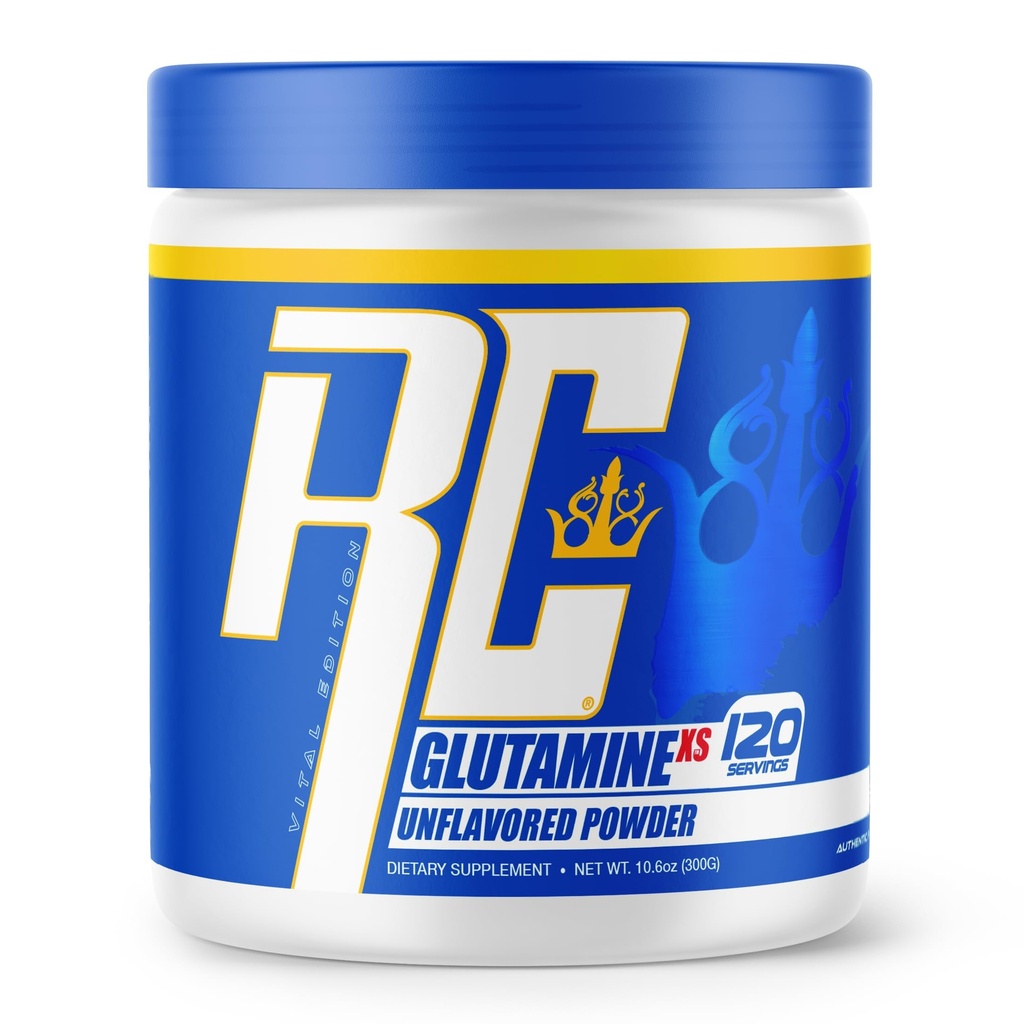 Ronnie Coleman Signature Series Glutamine Pulveris, Papildinājums post Workout Muskuļu atgūšana, Papildinājumi ar L-Glutamin vīriešiem un sievietēm, Stipruma atbalsts, Neuzliesmojošs Drink Mix, 120 Servings