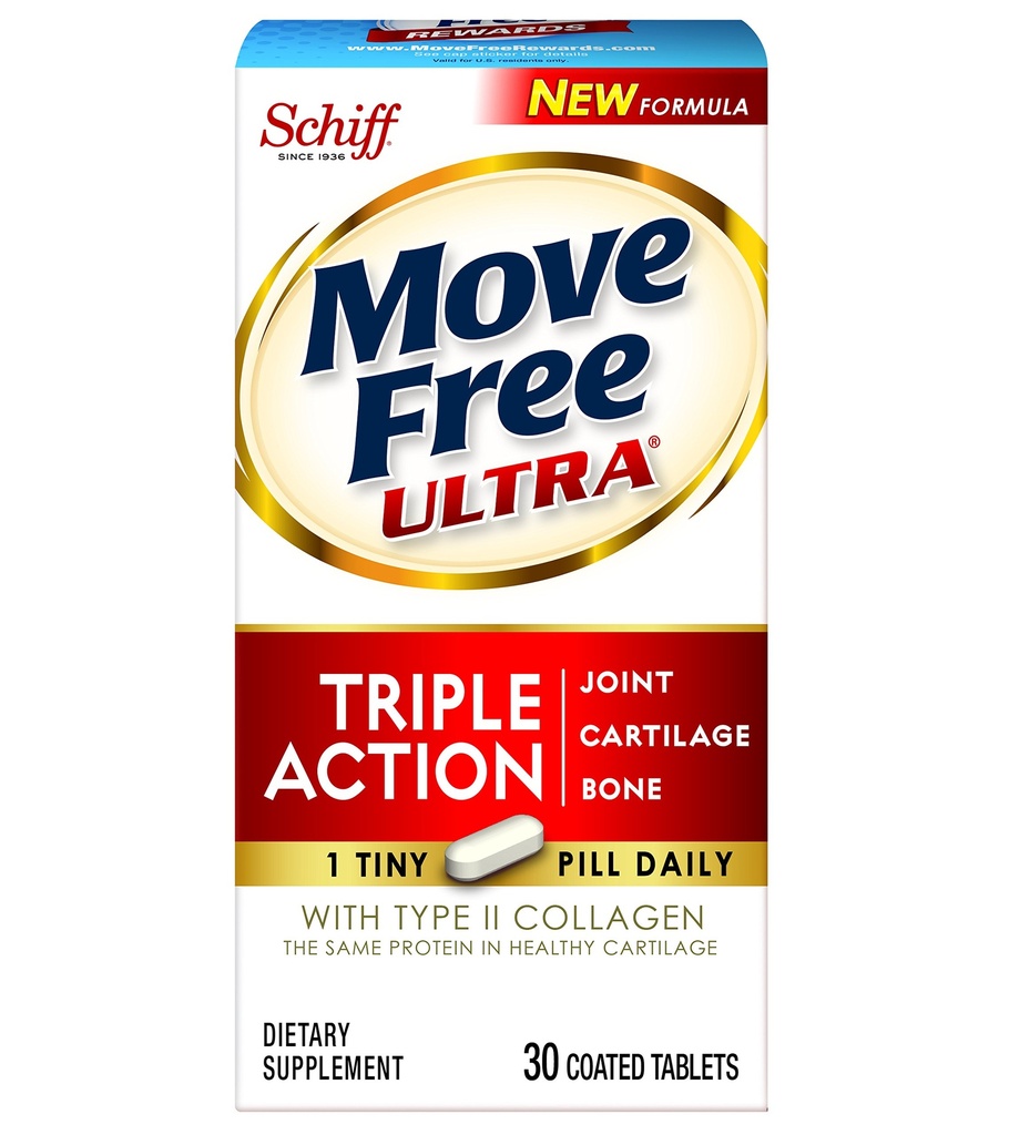 Move Free Ultra Triple Action, 30 tabletes - Kopīgs veselības papildinājums ar II tipa kolagēnu, Boronu un HA