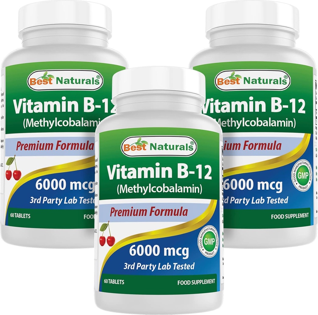 B-12 vitamīns kā metilkobalamīns (metil-B12), 6000 μg 60 tabletes lietošanai zem mēles (60 skaits (3. iepakojums))