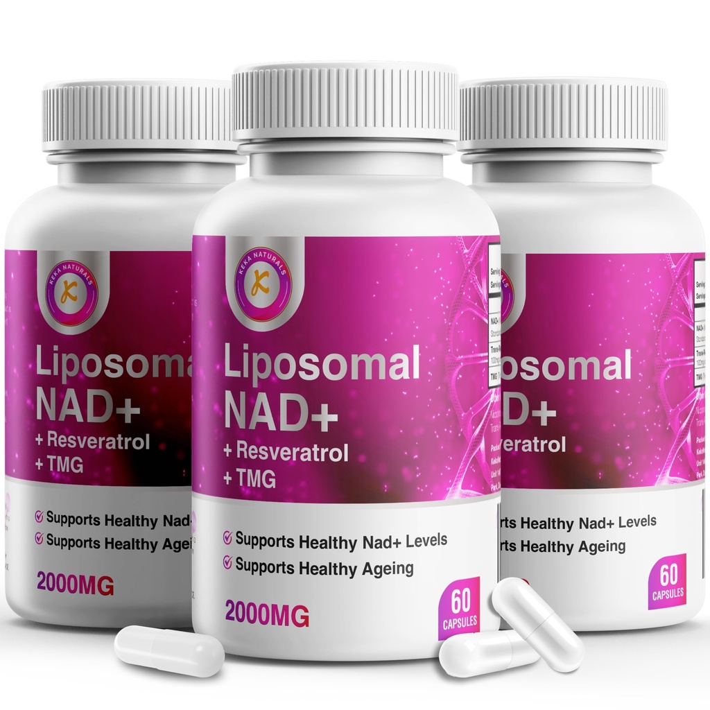 Pure NAD Resveratrol un TMG, 2000mg, 3 in 1 Advanced Formula, Imūnās un enerģijas atbalsts, āda un vispārējā veselība, 60 kapsulas