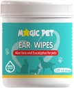 Suņu ausu tīrītājs Wipes — 120 Grooming Wipes W/Aloe Vera & Eucalyptus — Maigs 99% ūdens petu ausu Wipes for Odor & Wax Demoval — Otic Dogs & Cats Ausu tīrītājs Nieze-Bezmaksas Mājdzīvnieku kopšanas piederumi