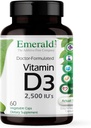 EMERALD LABS vitamīns D3 2500 SV - Atbalsta kaulu, zobu, muskuļu, sirds un imūnās veselības - Premium uztura bagātinātājs - 60 Dārzeņu kapsulas (60-Day Supply)