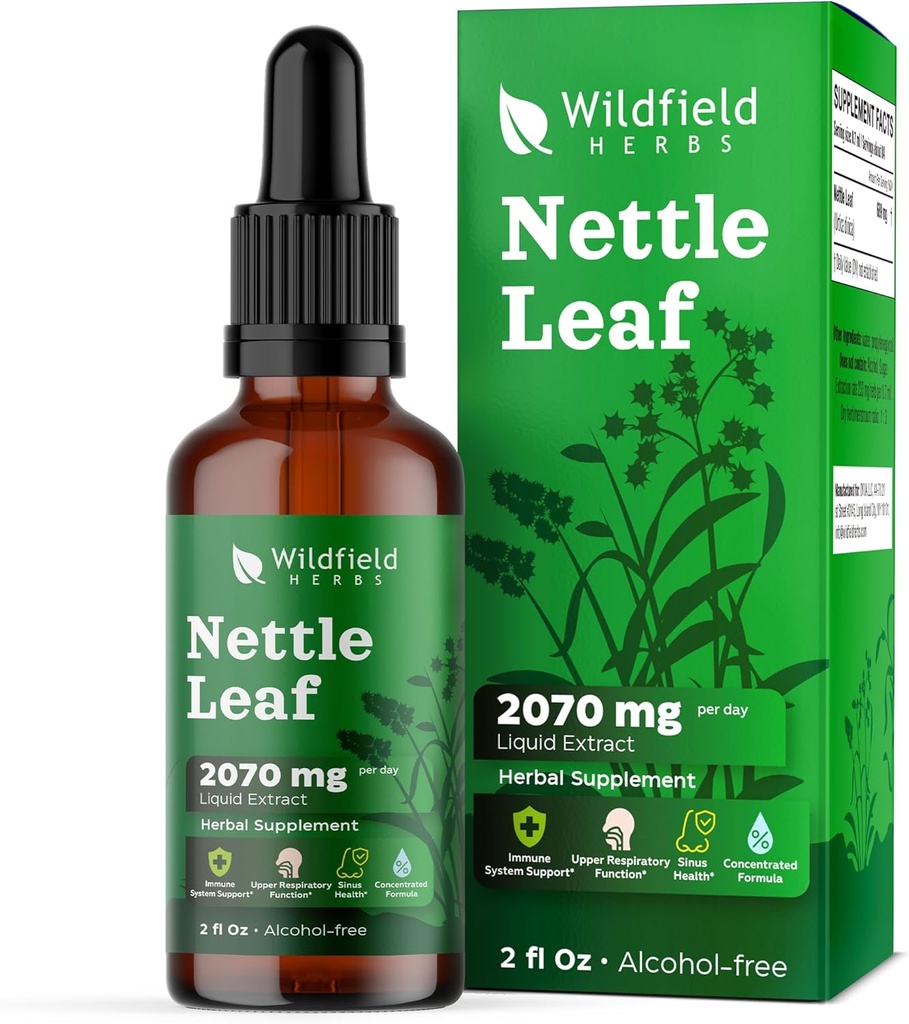Stinging Nattle Leaf Extract Drops 2000mg (Urtica dioica L.) Augu papildinājums Absorbs labāk nekā kapsulas,1 mēnesis Piedāvājums, 84 Kalpojumi, bezalkohola Tincture - 2 Oz, iepakojumā 1