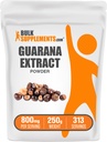 BulkSupplements.com Guarana Extract Powder - Dabīgs kofeīna papildinājums, no Guarana Seed, Guarana Powder - Gluten Free, 800mg per Serving, 250g (8.8 oz) (iepakojums no 1)