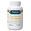 Pattern Wellness Turmeric Kurkumīns – 1300mg – 95% Kurkuminoīdi ar BioPerine® Black Pepper – Locītavu, Kognitīvais un Imūnais atbalsts – Ne-GMO, bez lipekļa – 60 kapsulas