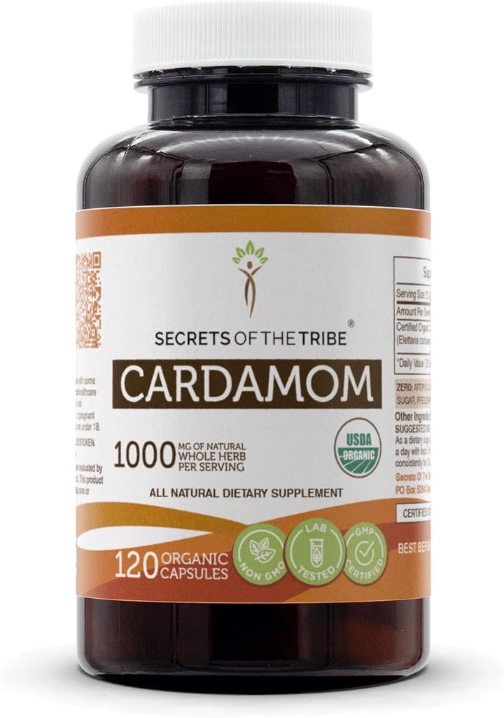 Secrets of the Tribe Cardamom USDA Organic Capsules 