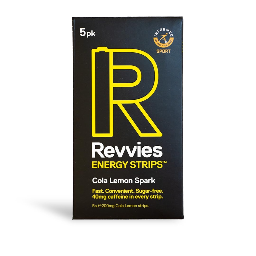 Revvies Enerģijas Strips -- Cola Lemon -- 50 sloksnes -- 40mg Kofeīns Strip -- 2 sloksnes = kafija / enerģijas dzēriens -- Mazāk nekā 2 Kalorijas -- Vegan -- 10 x 5PK ...
