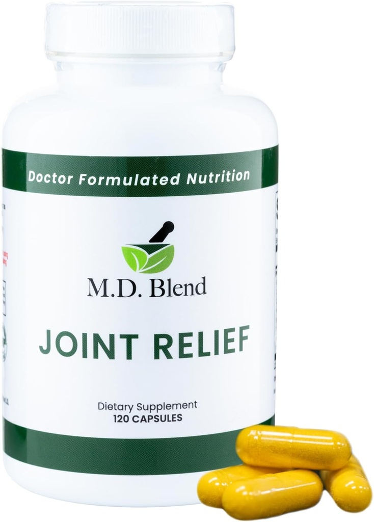 M.D. Joint Relief - Expert Formulated pielikums - Knees, HIPS, potīšu kustība & Mobilitāte - Daily Wellness Blend - Kolagēns, Hidrolizēts, Glikozamīns, BioPerine, Turmeric - 240 Kapsulas (iepakojums no 2)