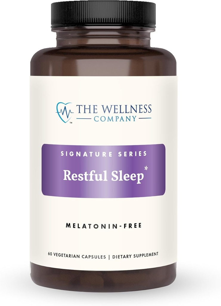 Wellness Company Restful Sleep - Melatonin-free, Deep Sleep, REM Support, Non-Habit Forming - Kava, Rafuma Leaf, Ashwagandha & Valerian Root - 60ct (1 mēneša piegādes)