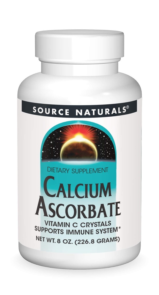 Avots Dabas Kalcija askorbāts, C vitamīna kristāli - Atbalsta Imūnās sistēmas - 8oz