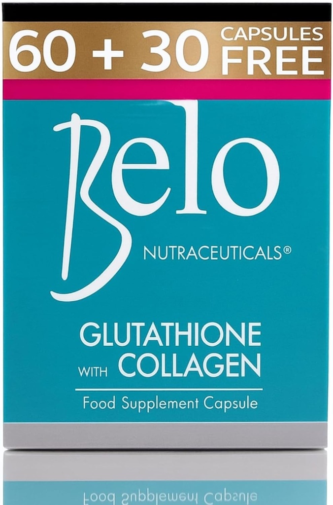 Belo Essentials Glutations + kolagēns Ādas balinošas kapsulas 60 kapsulas Īpaši liels izmērs