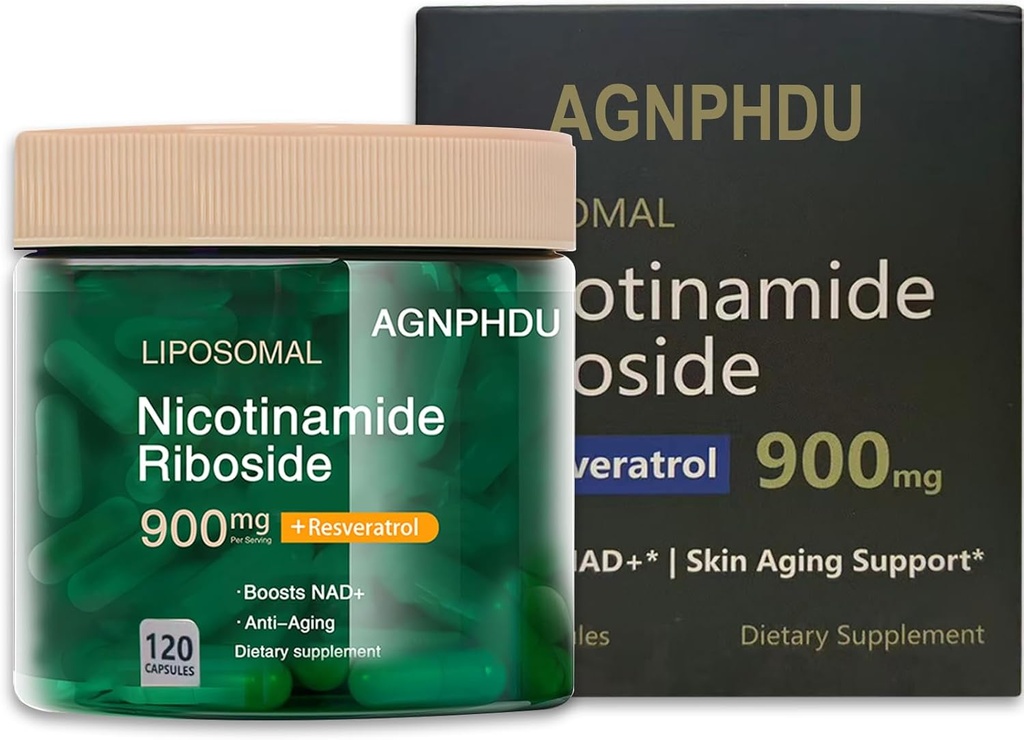 AGNPHDU- Liposomālais Nikotinamīds Riboside 120 kapsulas,Resveratrols, Quercetin - NAD papildinājums anti-Aging, enerģija, Focus 900mg Diētiskā papildinājums